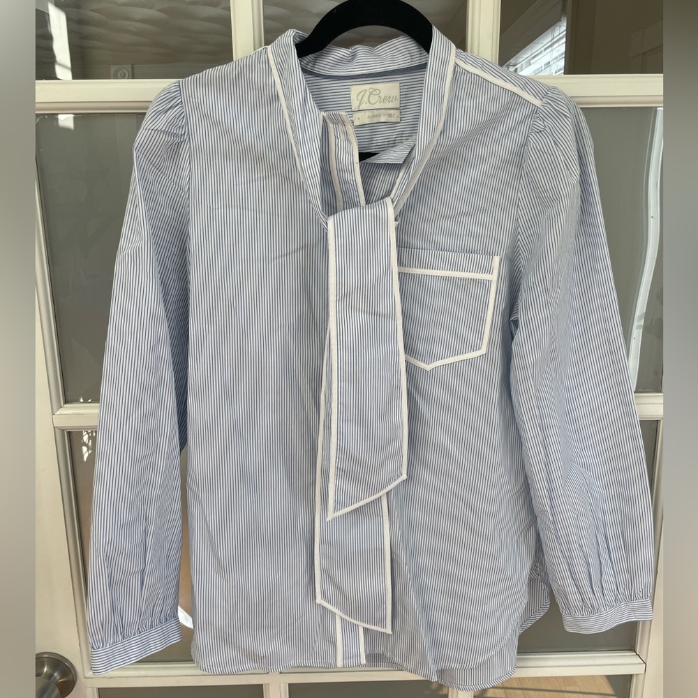 J. Crew Blue and White Striped Button Down